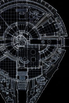 a blueprint drawing of a space station in the shape of a star trek ship