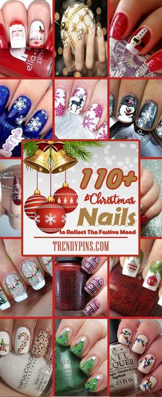 Christmas Fingernails Designs, Christmas Tree Nail Designs, Christmas Nails Diy, Red And White Nails, Snowman Nails, Gold Glitter Christmas, Christmas Tree Nails