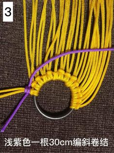 some yellow and purple string on a table