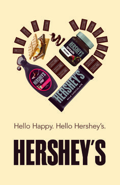 an advertisement for hershey's chocolate bars with the words hello happy, hello heshey's