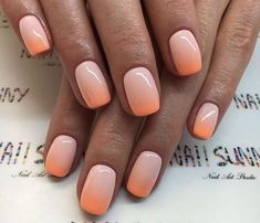 Ombre Short Nails Square, Petite Nails Design, Biab Ombre Nails, Short Nails Ombre French, Ombre Gel Nails Summer, Beachy Ombre Nails, Powder Nails Ombre, Summer Ombre Nails Square, Ombré Nail Dip