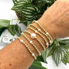 "Elevate your Perfect occasion gifting with our Gold Filled Pearls Wedding Bracelet, a perfect valentine's gift for the bride and mother of the bride. This stylish jewelry set with gold pearls is sure to add charm and joy to their  celebrations. ⭐️YOU CAN ORDER ONE BY ONE OR IN SETS KEY FEATURES : * White Freshwater Pearls * Pearls 10mm * Highest-quality Gold filled * 3mm or 4mm Beads * 5mm ans 6mm Beads * Durable 1mm stretchy cord * All items feature a gift box and cleaning cloth PROCESSING TIM White Pearl Bracelet For Wedding And Valentine's Day, White Pearl Wedding Bracelet For Valentine's Day, White Pearl Wedding Bracelet, Adjustable Pearl Bracelet For Wedding On Valentine's Day, Gold Bracelets For Wedding Gift On Mother's Day, Gold Bracelets For Mother's Day Wedding Gift, Classic White Bracelets For Mother's Day, Elegant Personalized Jewelry For Special Day, Gold Beaded Bracelets For Wedding And Valentine's Day