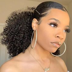 Curly 2 Ponytails, Curly Afro Ponytail, Curly Ponytail Extensions, Black Bridal Ponytail Hairstyles, Natural Hair Curly Ponytail, Dressy Natural Hairstyles Black, Big Ponytail Hairstyles Black Women, Fake Curly Ponytail