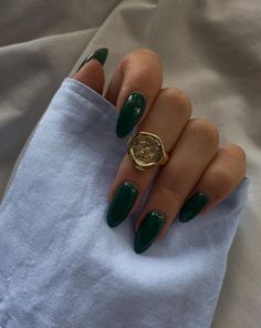 Green Acrylic Nails, Dark Green Nails, Nagellack Trends, Dark Nails