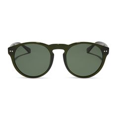 diff eyewear featuring the cody xl round sunglasses with a dark olive crystal frame and g15 polarized lenses front view Circle Lenses, Diff Eyewear, Free Travel, Travel Case, Polarized Sunglasses, Lenses, Shades, Sunglasses, Crystals