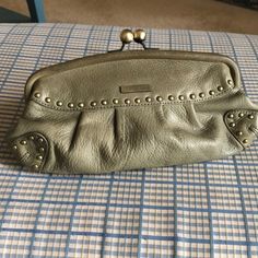 Charles David Taupe Leather Studded Clutch. Nwot Excellent Condition. Extremely Soft Supple Leather. Leather Wallets With Branded Hardware For Everyday, Studded Clutch, Taupe Leather, Charles David, Wristlets, Clutches, Coin Purse, Bag Lady, Wallet