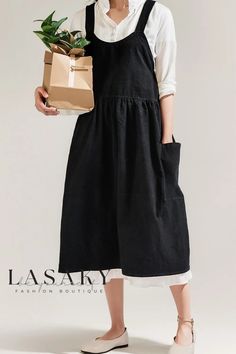 Lasaky - Professional Floral Workwear: Premium Cotton and Linen Printed Kitchen Apron Gardening Overalls, Florist Apron, Yellow Apron, Linen Pinafore, Cross Back Apron, Pinafore Apron, Hostess Apron, Black Apron, Cotton Apron