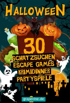 halloween party flyer with pumpkins, bats and ghost's on the front page