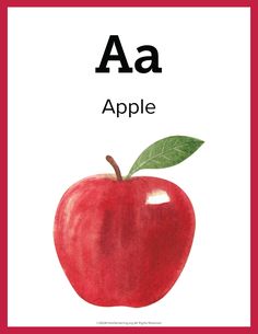 an apple is shown with the letter a in it's uppercase and lowercase letters