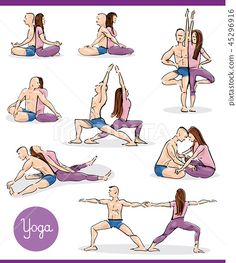 a woman doing yoga poses in various positions