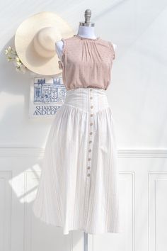 Cottagecore clothes - Sasha Cotton Midi Skirt Summer Cottagecore Outfits, Modest Spring Fashion, Cottagecore Skirts, Cottagecore Fashion Skirts, Feminine Summer Outfits, Cottagecore Skirt, High Waisted Skirt Outfit, Swiss Dot Fabric, Cottagecore Clothes