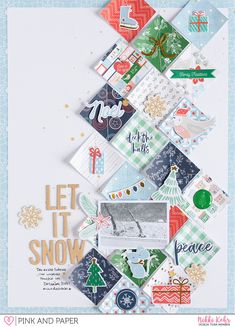 an altered christmas card with the words let it snow