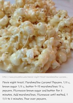 the recipe for microwave popcorn is shown in an email post, and it appears to be made with marshmallow caramel