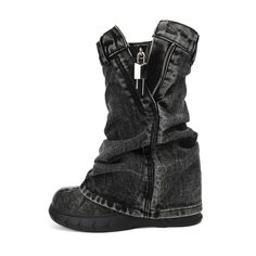 PRICES MAY VARY. 👢【Material】 Crafted from water-washed denim fabric,breathable lining and padded insole,these womens pant knee-high boots are comfortable in all seasons. 👢【Measurement】Heel height 3.5 inches/Boot height 9.5 inches/Boot circumference 12 inches Weight 4 pounds/Shoe box size 10.5 × 12 × 5 inches 👢【Feature】 Fashion denim boots with retro vintage y25k style, fold-over design, wide calf, side zipper padlock, pull-on closure and wearable rubberry outsole, comfortable for daily dressy Mid Rise Boots, Winter Streetwear Platform Boots With Rivets, Jean Boots, Formal Boots, Gothic Winter Platform Boots For Streetwear, Denim Platform Boots, Skirt With Boots, Gothic Winter Platform Boots, Gothic Streetwear Boots With Buckle Closure