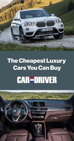 the front and back view of a car with text that reads, the cheapest luxury cars you can buy