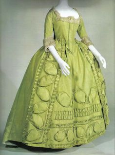 1780 Rokoko Fashion, 1799 Fashion, 1700s Fashion, Colonial Clothing, 1780s Fashion, Green Gowns, Georgian Fashion, John Jay