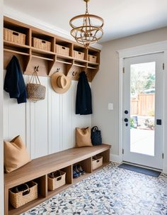 the entryway is clean and ready for guests to use it as a storage area