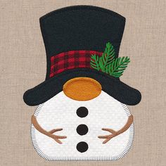 a close up of a snowman wearing a top hat