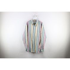 Vintage 90s Eddie Bauer Mens XLT Rainbow Striped Collared Button Down Shirt Mens Button Shirt Discoloration on inside collar. Mens size XLarge Tall Measurements are: 25 inches underarm to underarm 32 inches top to bottom Multicolor Cotton US Shipping is FREE Canada is $15 and International is $24 Check out my other items in my store! R146 90s Style Cotton Button-up Shirt, 90s Style Cotton Shirt With Buttons, 90s Style Long Sleeve Shirt With Button Closure, 90s Style Collared Shirt With Button Closure, 90s Style Long Sleeve Summer Shirt, 90s Long Sleeve Summer Shirt, Shirt Striped, Button Down Shirt Mens, Button Down