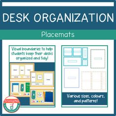 a poster with the words desk organization on it and an image of a computer screen