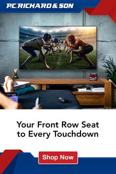 a tv screen with the text your front row seat to every touchdown shop now