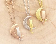 Sun and Moon necklaceDainty NecklaceGift ideas crescent | Etsy Half Moon Metal Necklace For Gift, Half Moon Metal Necklace For Gifts, Adjustable Moon Phase Necklace For Gift, Metal Moon Phase Charm Necklace As Gift, Adjustable Crescent Charm Necklace For Gift, Adjustable Crescent Necklace With Sun And Moon Design, Cat Necklace Gold, Jewelry Valentines Day, Necklace Sun