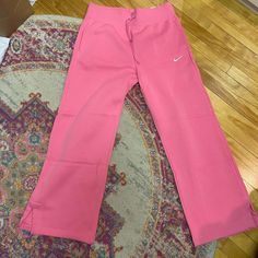 Nike High-Rise Flare Sweatpants. Size Large, Runs Big Nike Sportswear Pants For Spring, Nike Bottoms For Spring Loungewear, Nike Athleisure Pants For Spring, Nike Spring Athleisure Pants, Spring Nike Trousers, Sporty Pink Straight Leg Bottoms, Pink Wide Leg Sweatpants Athleisure Style, Pink Wide Leg Athleisure Sweatpants, Pink Full Length Sportswear Bottoms