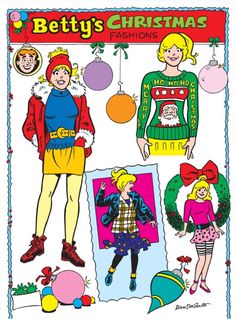 an advertisement for betty's christmas fashions