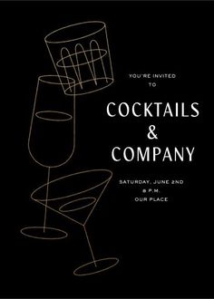 a black and white photo with the words cocktails and company on it