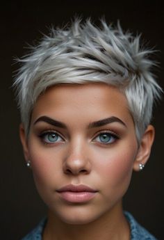 Pixie Cut Blonde Hair, Shaved Sides Pixie, Spikey Short Hair, Hairstyles Names, Shaved Pixie, Shaved Hair Cuts, Short Spiked Hair, Short Silver Hair, Short Hair Images