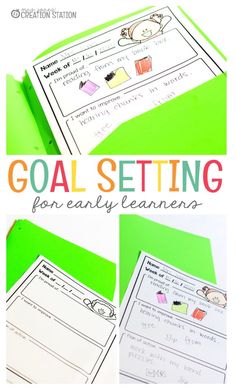 the goal setting for early learning with green folders