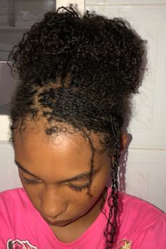 #microlocsjourney #microneedling #hairstyles #black #blackhairstyles #locs #style #pinterest #feed #blackhairstyles #hairstylesforwomen #microlocs #locs #updo #prettyinpink Micro Locs Styles Short, 4c Microlocs, Micro Loc Hairstyles, Brown Microlocs, Starter Sister Locs, Sister Locs Hairstyles, Braided Loc Updo, Natural Twist Hairstyles, Microlocs Hairstyles