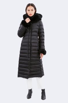 Winter Parka With Faux Fur Lining And Down Material, Long Parka With Faux Fur Trim For Cold Weather, Cold Weather Long Coat Parka With Faux Fur Trim, Luxury Parka With Faux Fur Lining For Winter, Commuting To Work, Black Tie Dress, Commute To Work, Velvet Trim, Women Men Shoes