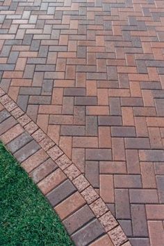 an image of a brick walkway in the grass