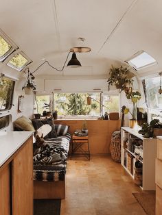 the interior of an airstream converted for sale in seattle, wa on instagram