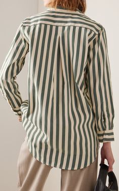 Exclusive Buoy Striped Shirt By Yaitte | Moda Operandi Classy Women, Boyfriend Fit, Green Stripes, Classy Outfits, Windsor, Aesthetic Clothes, Casual Chic