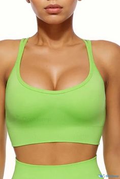 Orcajump - Womens Seamless Yoga Leggings with Butt Lift, Sports Bra and Halter Top. Green Stretch Seamless Sports Bra, Green Seamless Stretch Sports Bra, Green Stretch Sports Bra For Pilates, High Stretch Green Seamless Sports Bra, Green High Stretch Seamless Sports Bra, Green Seamless High Stretch Sports Bra, Green Stretch Sports Bra With Seamless Construction, Green Stretch Sports Bra For Yoga, Green Seamless Sports Bra For Sports