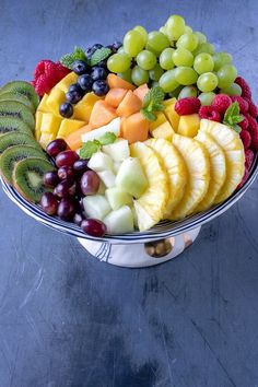 a bowl filled with lots of different types of fruit