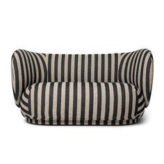 a black and white striped couch on a white background