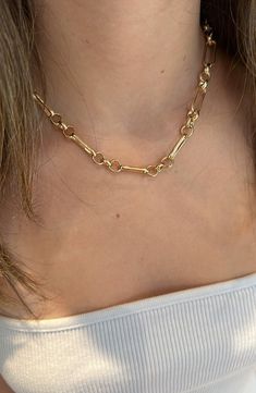 Bring modern shine to your casual looks with this polished chain necklace finished in 14-karat gold fill. 14k-gold fill Imported Circle Necklace, Paper Clip, Casual Looks, Gold Filled, Chain Necklace, Nordstrom, Chain, Free Shipping, Gold