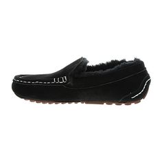 Features: Faux Fur Lined, ComfortBase Material: 100% SuedeUpper/Outer Base Material: 100% Suede LeatherShoe Lining Material: Faux FurSole Material Content: 100% Thermoplastic-RubberCare: Hand WashCountry of Origin: Imported Black Casual Slippers With Faux Fur Lining, Black Leather Winter Slippers, Casual Black Suede Slippers, Black Suede Slip-on Slippers, Comfortable Black Suede Slippers, Moccasin Slippers, Slippers Black, Moccasins Slippers, Black 7