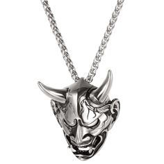 PRICES MAY VARY. Punk Gothic Oni Mask Necklace: Hannya Damon Mask design:-Amulet / protection / decoration pendant. Meaning of the Demon: wisdom.small horns and use dark magic to perform their evil deeds, such as summoning ikiryō to attack their enemies. They are not completely evil; there remains a chance for these beginner demons to return to humanity. Metal: stainless steel, robust, lead free, nickel free and won't tarnish,hypoallergenic. Size: Pendant 1.6 * 1.3 inch(L*W),Chain 22 Inch; 3mm w Masque Hannya, Goth Pendant, Chain Tattoo, Japanese Jewelry, Oni Mask, Skull Pendant Necklace, Mask Necklace, Horn Jewelry, Gold Chain With Pendant