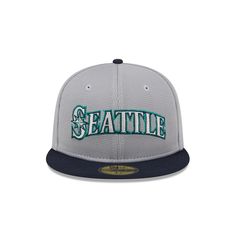 The Seattle Mariners Pivot Mesh 59FIFTY Fitted Cap features an embroidered Mariners wordmark at the front panels with an official MLB Batterman logo at the rear, a 40th Anniversary patch at the right-wear side, and a green undervisor. Fisher Cat, Tampa Bay Rays, Seattle Mariners, Fitted Caps, Arizona Cardinals, 40th Anniversary, Indianapolis Colts, Texas Rangers, Atlanta Falcons