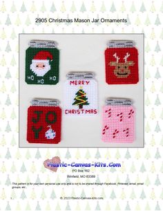 cross stitch christmas mason jar ornaments