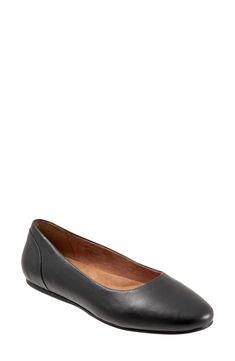 This classic ballerina flat features a cushy, arch-supporting footbed that allows all day comfort with effortless style. Removable, foam-cushioned insole with arch support Leather upper/textile lining/rubber sole Imported Women's Shoes Slip-resistant Comfortable Ballet Flats, Comfortable Slip-resistant Ballet Flats, Casual Slip-resistant Ballet Flats, Black Comfortable Flats With Cushioned Footbed, Comfortable Black Flats With Cushioned Footbed, Comfortable Cushioned Black Flats, Casual Slip-on Ballet Flats With Arch Support, Casual Ballet Flats With Arch Support, Comfortable Slip-resistant Flats