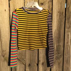 Long Sleeve Striped Top By Shein New Sz Xs Comes From A Smoke/Pet Free Home Bundle & Save Make An Offer Happy Poshing! Shein Tops Shirts, Batwing Blouse, High Low Tunic, Bodysuit Blouse, Drop Shoulder Tee, Long Sleeve Striped Top, Dream Style, Shein Tops, Knit Crop Top