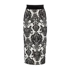 Elevate your wardrobe with this sophisticated knit skirt adorned with an intricate velvet pattern. The striking black and white design brings a touch of elegance to any outfit. Crafted from high-quality knit fabric, this skirt ensures comfort without compromising on style. The high-waisted silhouette accentuates your figure, making it versatile for both office wear and evening outings. The skirt is equipped with a hidden zipper . The detailed baroque-inspired pattern adds a classic charm, perfec Zebra Print Knitted Skirt, Simple Top, Spring Suit, White Velvet, Office Wear, Bag Dress, Black And White Design, Knit Skirt, Square Scarf