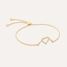 SKU# B-40068-W 9" Adjustable Bolo Chain Diamond Weight 0.05cts Heart Diameter 11.60 mm Thickness 2.30 mm Closure Bolo Finish 14k gold plated sterling silver or in sterling silver. Avoid contact with anything containing derivatives of alcohol.