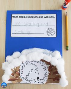 a paper plate with a drawing of a hedge on it next to a pencil and crayon markers