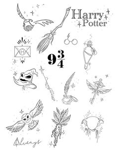 Flash Sleeve, Hedwig Tattoo, Tiny Harry Potter Tattoos, Harry Potter Symbols, Tato Minimal, Potter Tattoo